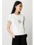 Kadın Önü Taş Baskılı Kısa Kollu Bluz 61330 Ekru 2