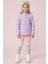 Kız Çocuk Uzun Kollu Mor Dik Yaka Yarım Fermuarlı Polar Üst - Kız Çocuk Sweatshirt, Kız Çocuk Polar 1