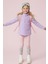 Kız Çocuk Uzun Kollu Mor Dik Yaka Yarım Fermuarlı Polar Üst - Kız Çocuk Sweatshirt, Kız Çocuk Polar 3