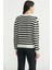 Çizgili Metal Düğmeli Triko Hırka - Siyah 5