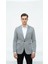 Gri Erkek Italyan Kesim Blazer Ceket – Lacivert Detaylı, Kol Yamali, Slim Fit Şık Tasarım 2