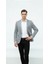 Gri Erkek Italyan Kesim Blazer Ceket – Lacivert Detaylı, Kol Yamali, Slim Fit Şık Tasarım 3