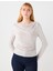 Grı Dökümlü Yaka Uzun Kollu Örme Bluz 1