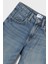 Kız Çocuk 8-18 Yaş Bol Kesim Denim Pantolon Mavi 4