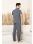 Erkek Boydan Düğmeli %100 Pamuklu Pijama Takımı 12385 3