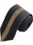 Siyah Üzerine Altın Ortadan Çizgili Özel Kesim Ince Slim Trend Kravat 2