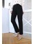 Siyah Mom Fit Jean Strait Pantolon Kesik Paça 4