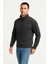 Erkek Dik Yaka Sweatshirt Dik Yaka Yarım Fermuarlı 3 Iplik Şardonlu Pamuk Kumaş - Antrasit 1