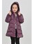 Kız Çocuk Mor Kışlık Kapüşonlu ve Fermuarlı Şişme Mont 9
