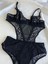 Kadın Siyah Dantelli Transparan Body Bodysuit Fantezi Iç Çamaşır 3