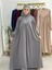 Tesettür Elbise,önü V Model Büzgülü,sufle Esarpla Takım.hijap ,khimar.hac Umre Için Uygundur Gri 1