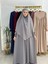 Tesettür Elbise,önü V Model Büzgülü,sufle Esarpla Takım.hijap ,khimar.hac Umre Için Uygundur Gri 2
