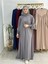 Tesettür Elbise,önü V Model Büzgülü,sufle Esarpla Takım.hijap ,khimar.hac Umre Için Uygundur Gri 7