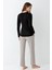 Kadın Giyim Düğme Detaylı Modal & Pamuk Uzun Kol 2'li Siyah Pijama Takımı L1.PC.9102.001 4
