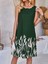 Kadın Askılı Yuvarlak Yakalı Yaprak Desenli Dalgıç Elbise 3