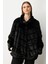 Kadın Büyük Beden Metal Aksesuarlı Peluş Kaban 6305 Siyah 1