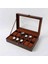 12 Bölmeli Ahşap Desenli Cam Kapaklı Saat Kutusu 1