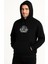 Erkek Kapşonlu Sweatshirt – Oversize Üç Iplik Şardonlu Hoodie, “west Coast Classics” Ön & Arka Baskılı, Kanguru Cepli Kışlık Günlük Stil - Siyah 1