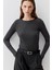 Kadın Kaşmir Karışımlı Siyah Uzun Kollu Basic Tişört 1613655-80927 1
