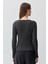 Kadın Kaşmir Karışımlı Siyah Uzun Kollu Basic Tişört 1613655-80927 4