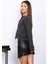 Antrasit Yaka Bağlamalı Düğmeli Triko Hırka 4
