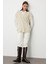 Ekstra Oversize V Yaka Uzun Krem Rengi Süveter 5