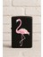 Uv Baskılı Desenli Metal Benzinli Siyah Çakmak Cep Çakmağı - Flamingo 1