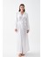 Kadın Uzun Beyaz Saten Sabahlık 1