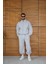 Erkek Premium Parçalı Eşofman Takım - Dik Yaka Fermuarlı Biyeli Sweatshirt Lastik Paça Alt, Oversize 3 Iplik Şardonlu - Gri 6