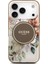 iPhone 17 Pro Uyumlu Kılıf Guess Lisanslı M-Safe Şarj Özellikli Flower Tonal Circle Kapak Kahverengi 3