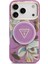 iPhone 17 Pro Max Kılıf Guess Lisanslı M-Safeli Simli Çiçek Desenli Metal Kamera Çerçeveli Mor 3