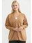 V Yaka Salaş Düğmeli Triko Hırka - Karamel 3