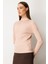 Kadın Dik Yaka Tül Detaylı Triko Kazak 60384 Pembe 2