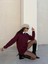 Kadın Bordo Taşlı Oversize Sweatshirt 30067 3