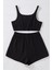 Kadın Siyah Askılı Crop Top ve Şortlu Gecelik Takım 3