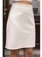 Kadın Kalın Esnek Kumaş Yüksek Bel Diz Üstü Çan Etek-Krem 5