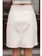Kadın Kalın Esnek Kumaş Yüksek Bel Diz Üstü Çan Etek-Krem 6
