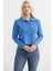 Düğmeli Cep Detaylı Triko Ceket - Mavi 2
