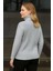 Kadın Balıkcı Yaka Bağazlı Triko Kazak Pamuklu Kalın Fitilli Dokuma - Gri 2