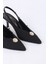 Altın Düğme Detaylı Slingback Topuklu Kadın Ayakkabı 4