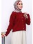 Bordo Nakışlı Düğmeli Triko Hırka 3