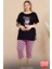 Lady Büyük Beden Puantiyeli Kısa Kollu Kapri Pijama Takımı 2