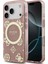 iPhone 17 Pro Uyumlu Kılıf Guess Lisanslı M-Safeli Iml Peony ve 4g Desenli Klasik Logolu Kapak Pembe 1