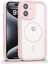 iPhone 16 Plus Uyumlu Kamera Korumalı Magsafe Wireless Şarj Özellikli Mat Silikon Pembe Renkli Silikon Telefon Kılıfı 1