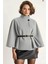 Kadın Kemerli Kaşe Panço- Gri 1
