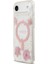 iPhone 17 Air Uyumlu Kılıf Guess Lisanslı M-Safe Şarj Özellikli Transparan Resin Flowers Kapak Pembe 2
