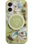 iPhone 17 Kılıf Guess Lisanslı M-Safeli Simli Çiçek Desen Metal Kamera Çerçeveli Üçgen Logolu Yeşil 3