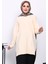 Krem Bisiklet Yaka Soğuk İplik Triko Tunik 1
