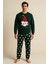Erkek Santa Claus Yılbaşı Temalı Sweatshirt Pijama Üstü Yeşil 1
