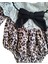 Laura Baby Leopar Desenli, Fırfırlı Yaka ve Fiyonklu Bebek Tulumu (Romper) 5